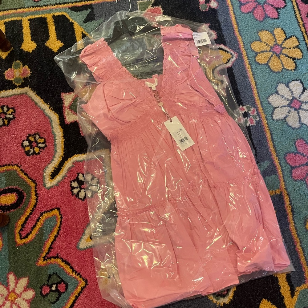 LoveShackFancy Poplar Mini Dress Melon Kiss Pink - Picture 6 of 7